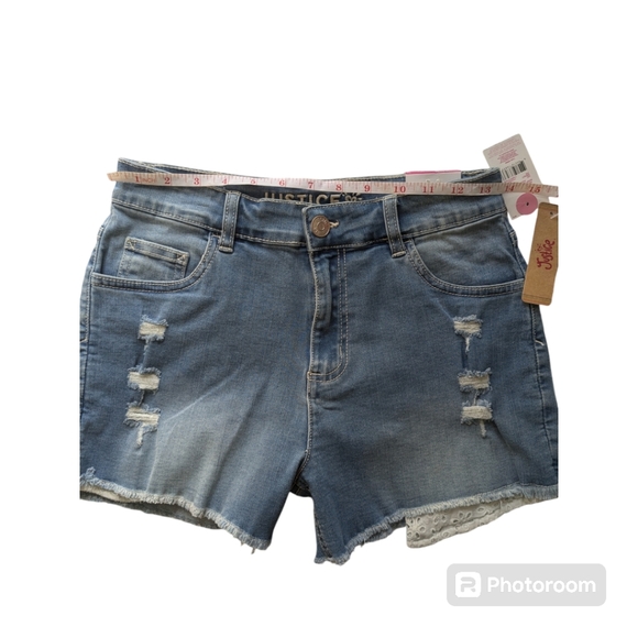 Denim Jeans Mini Distressed Shorts. Size 14. Blue. Stretchy. Distressed… - Picture 6 of 12